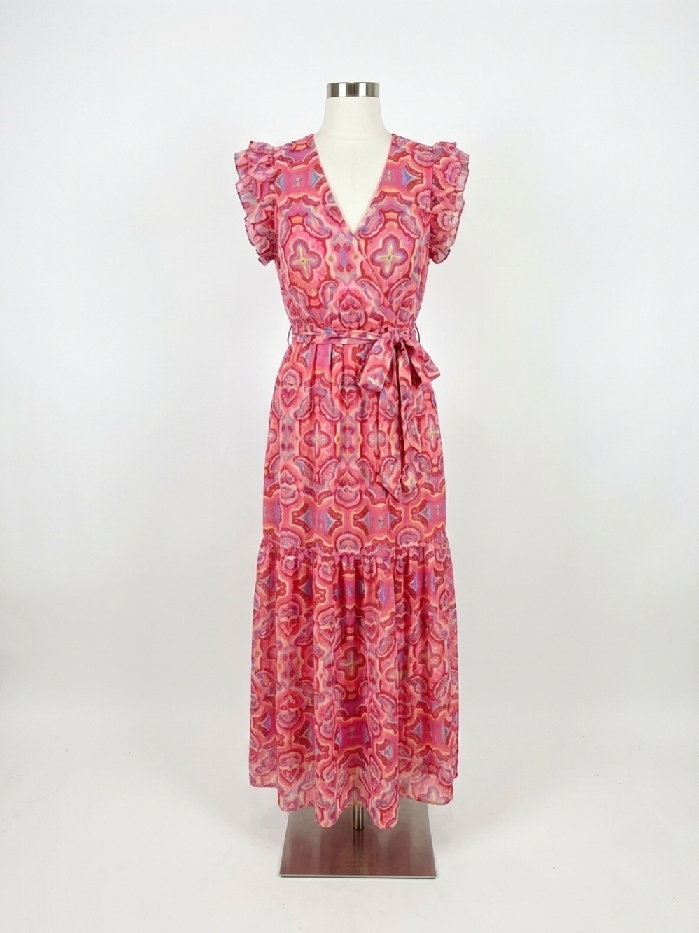 NEW JOY JOY tiered ruffle maxi dress in magenta